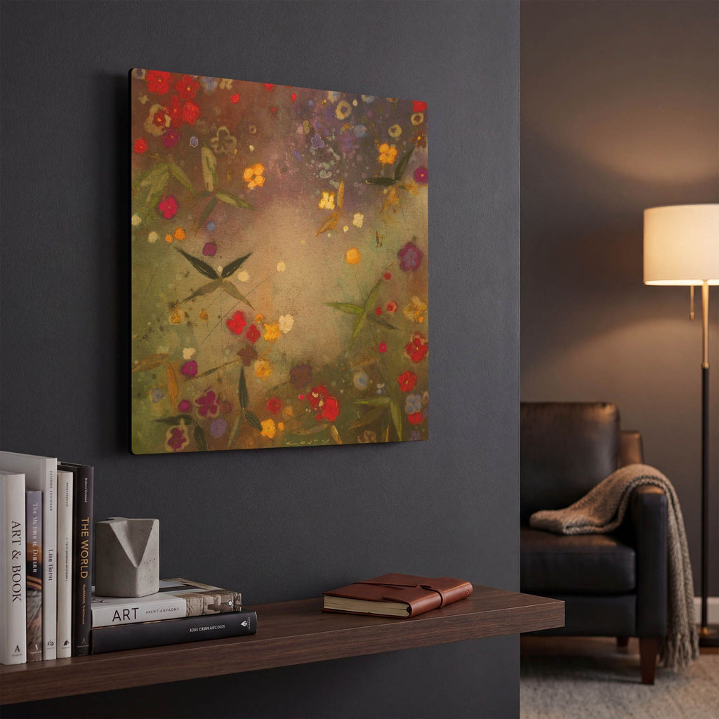 'Gardens in the Mist V' By Aleah Koury Gold Metal Wall Art