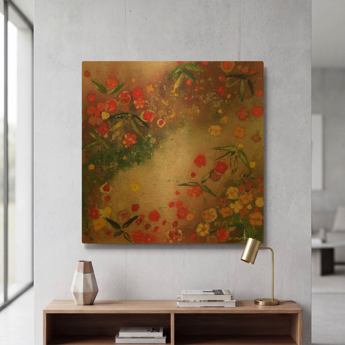 'Gardens in the Mist XI' By Aleah Koury Gold Metal Wall Art