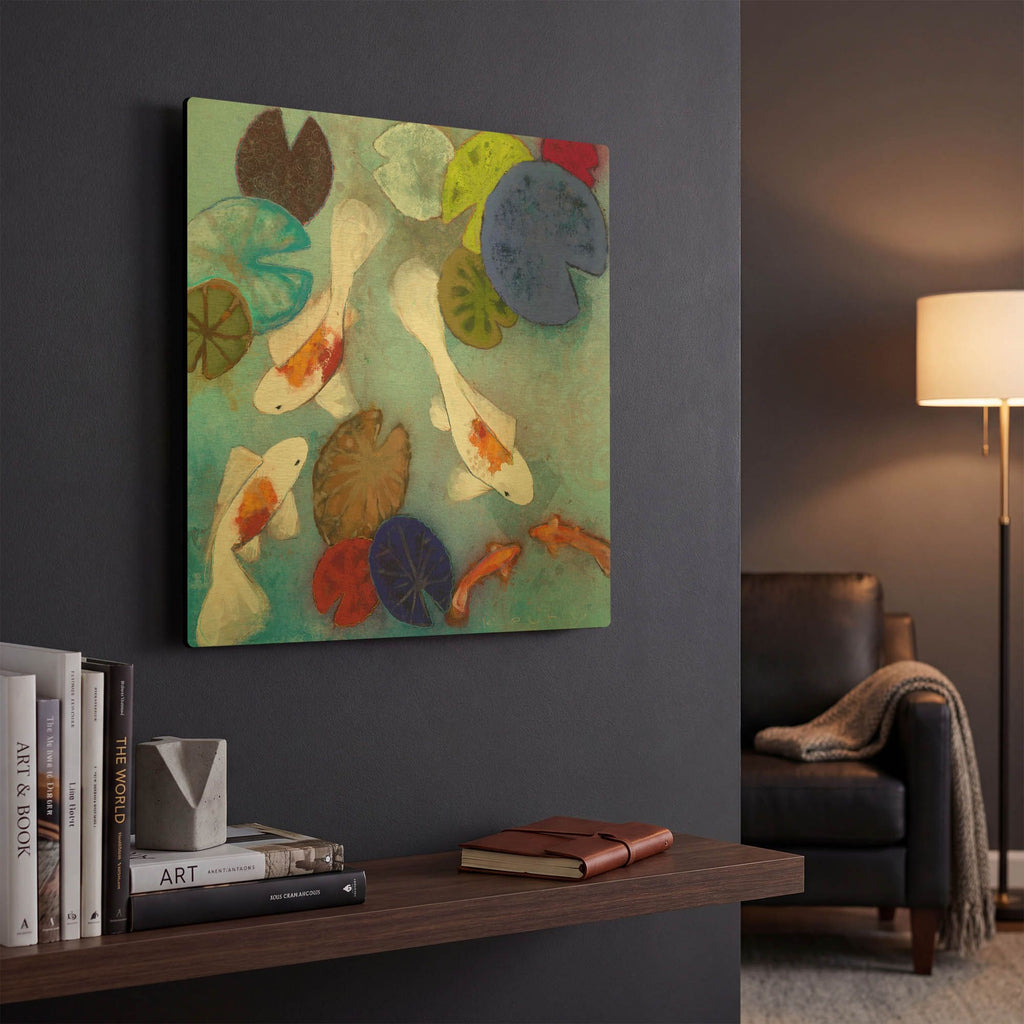 'Koi 1' By Aleah Koury Gold Metal Wall Art