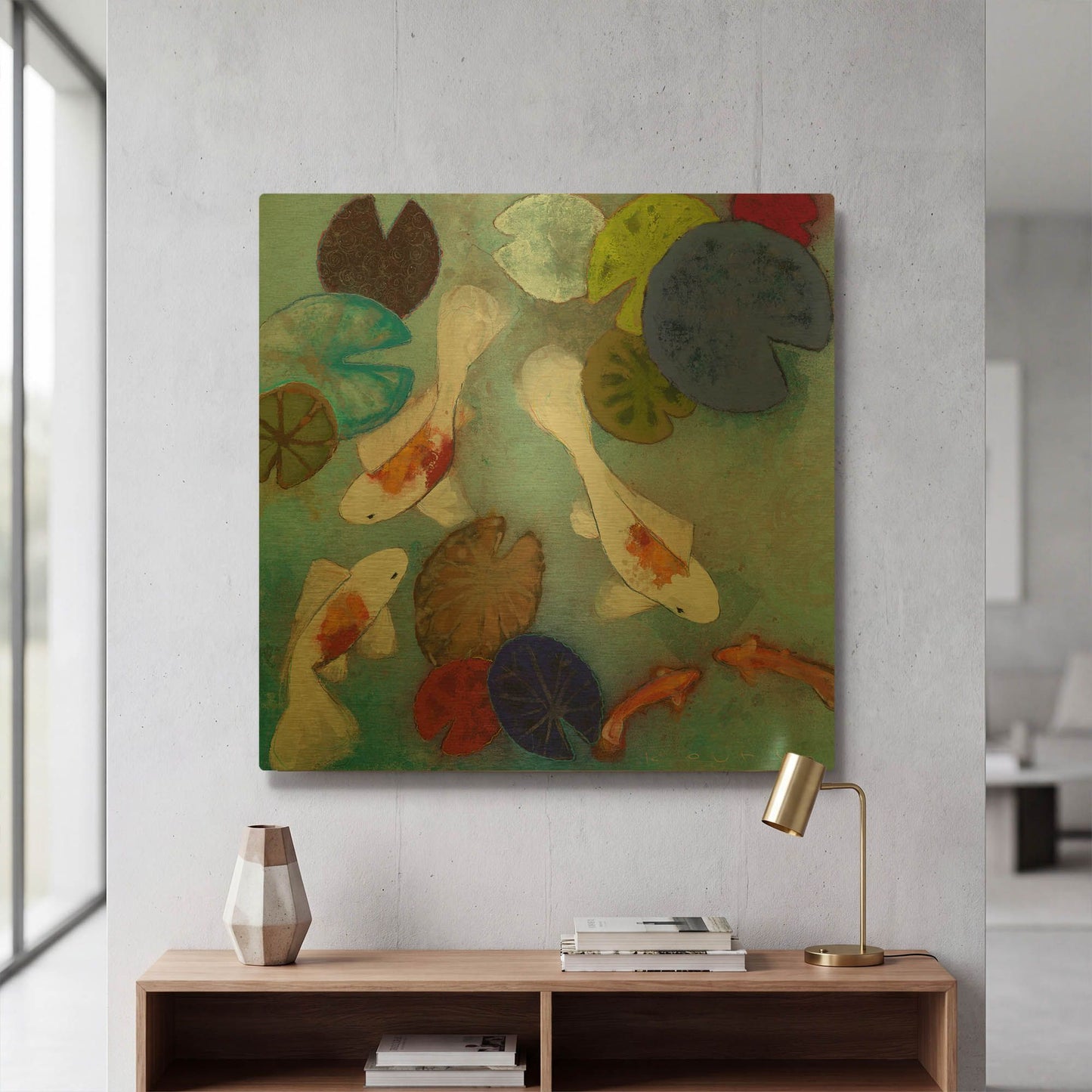 'Koi 1' By Aleah Koury Gold Metal Wall Art