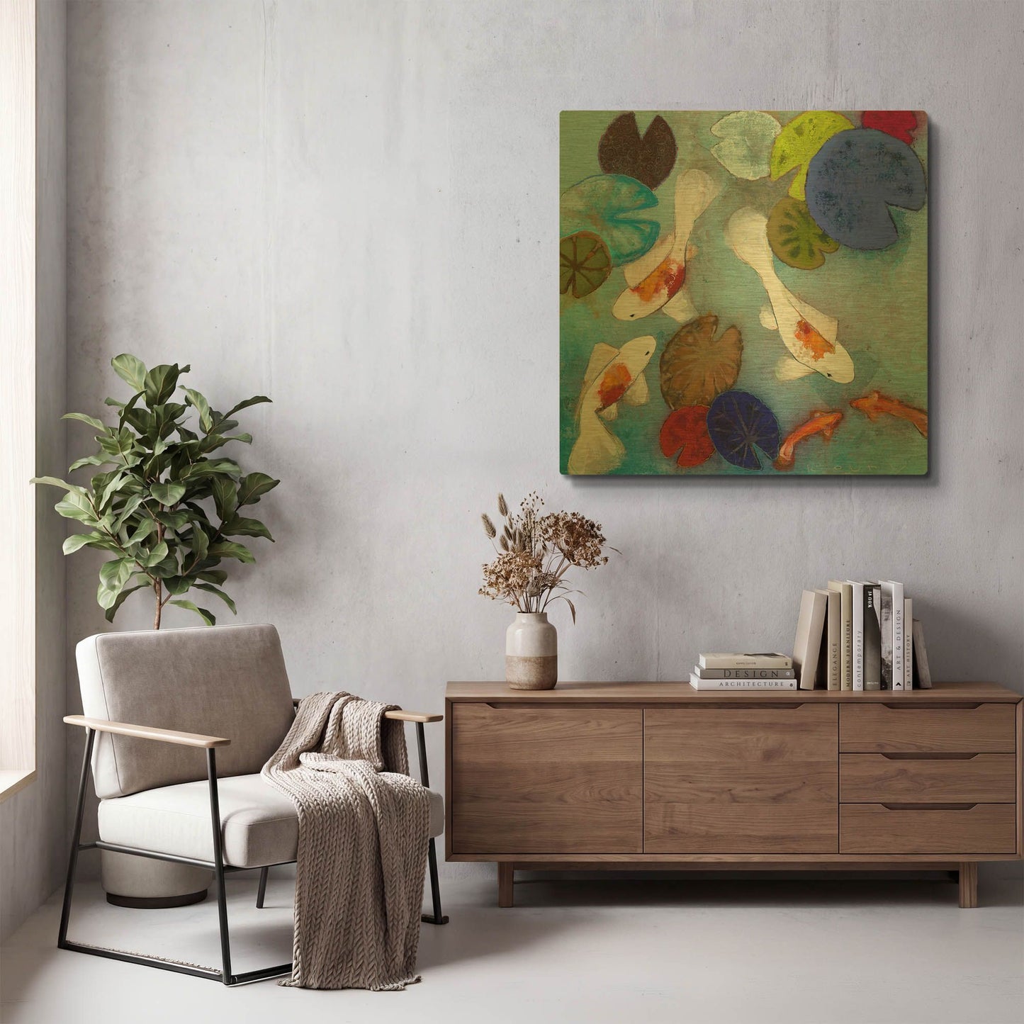 'Koi 1' By Aleah Koury Gold Metal Wall Art