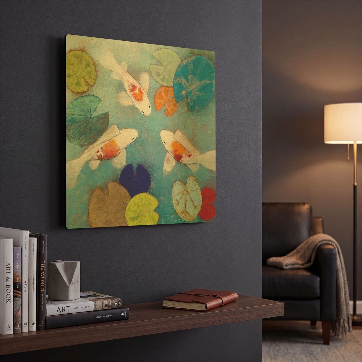 'Koi 2' By Aleah Koury Gold Metal Wall Art