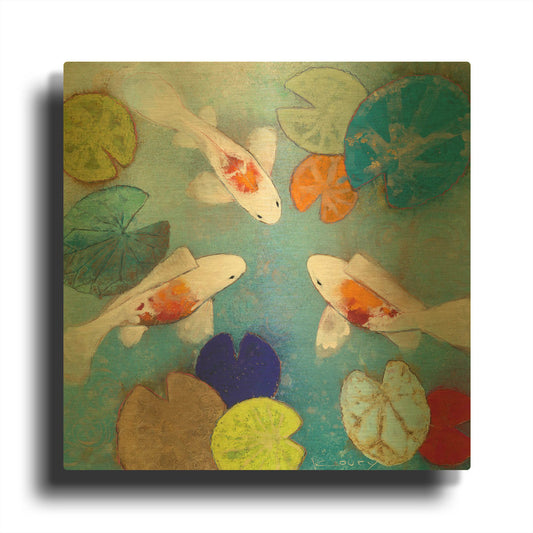 'Koi 2' By Aleah Koury Gold Metal Wall Art