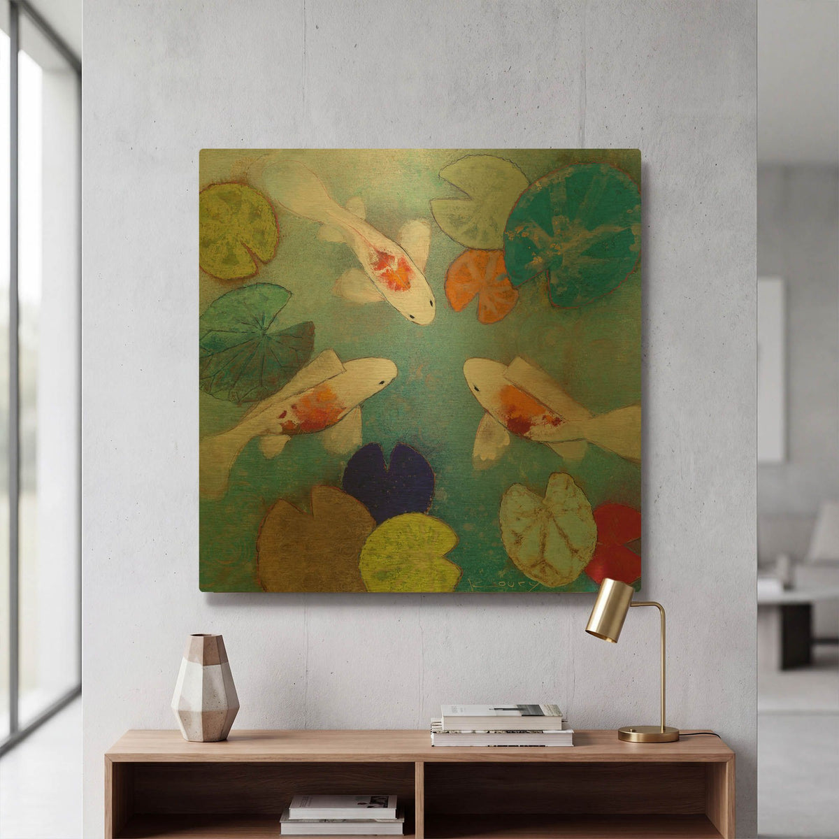 'Koi 2' By Aleah Koury Gold Metal Wall Art
