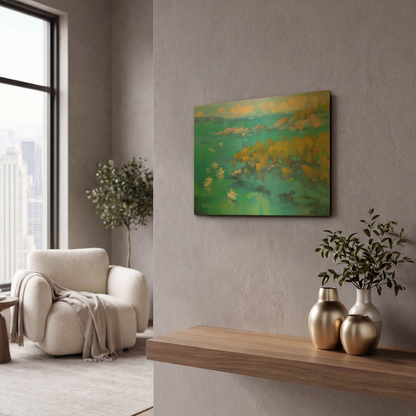 'Cala Fornels II' By Alex Hook Krioutchkov Gold Metal Wall Art