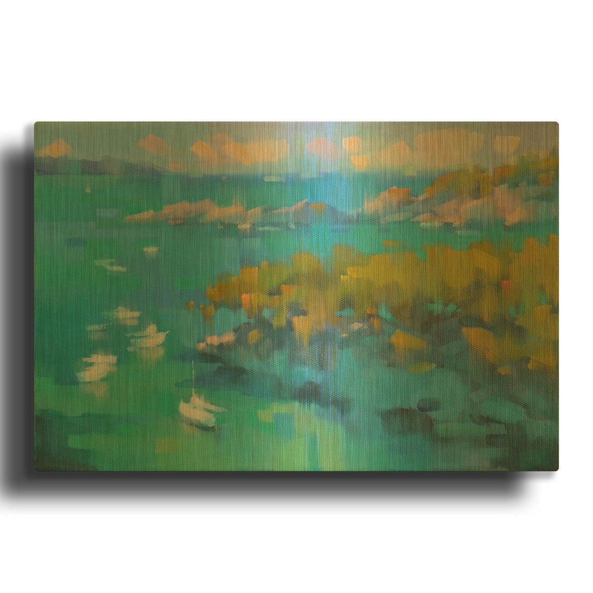'Cala Fornels II' By Alex Hook Krioutchkov Gold Metal Wall Art