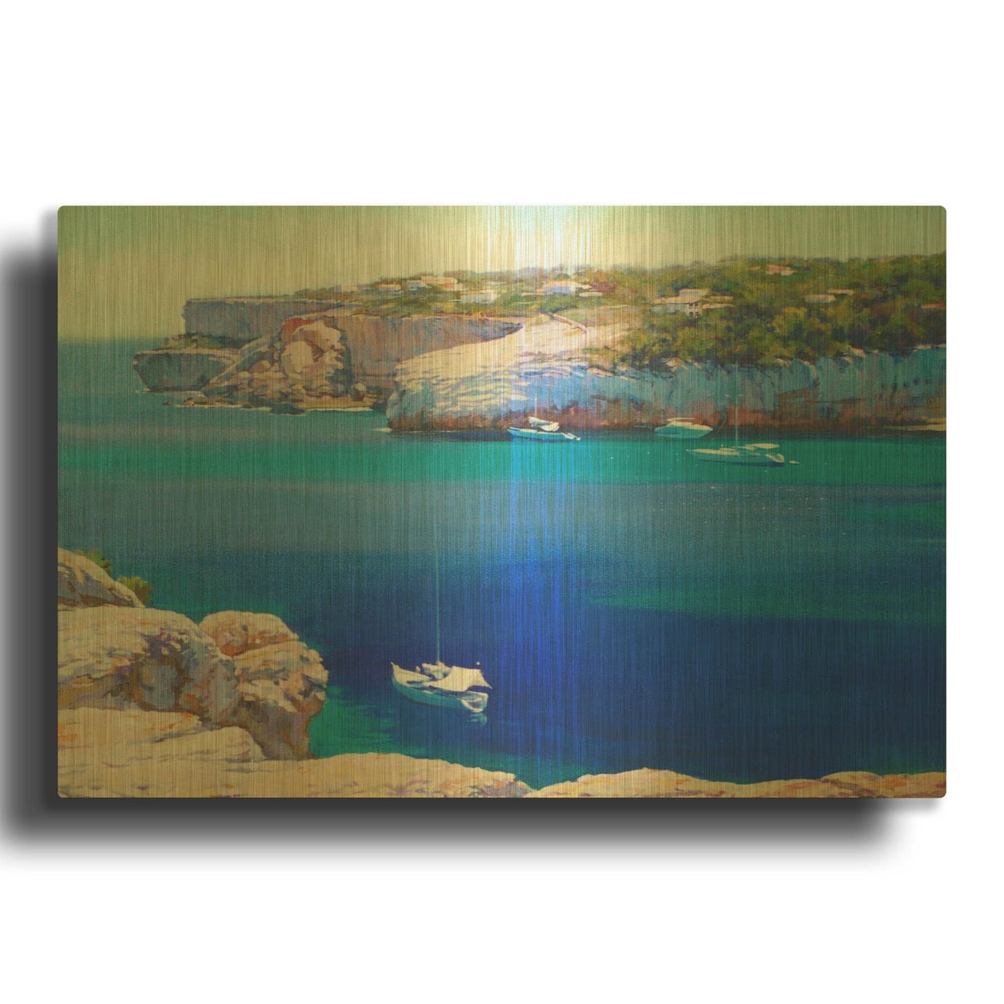 'Cala Llombards' By Alex Hook Krioutchkov Gold Metal Wall Art