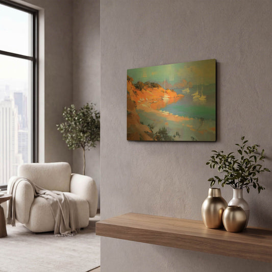 'Evening Boats' By Alex Hook Krioutchkov Gold Metal Wall Art
