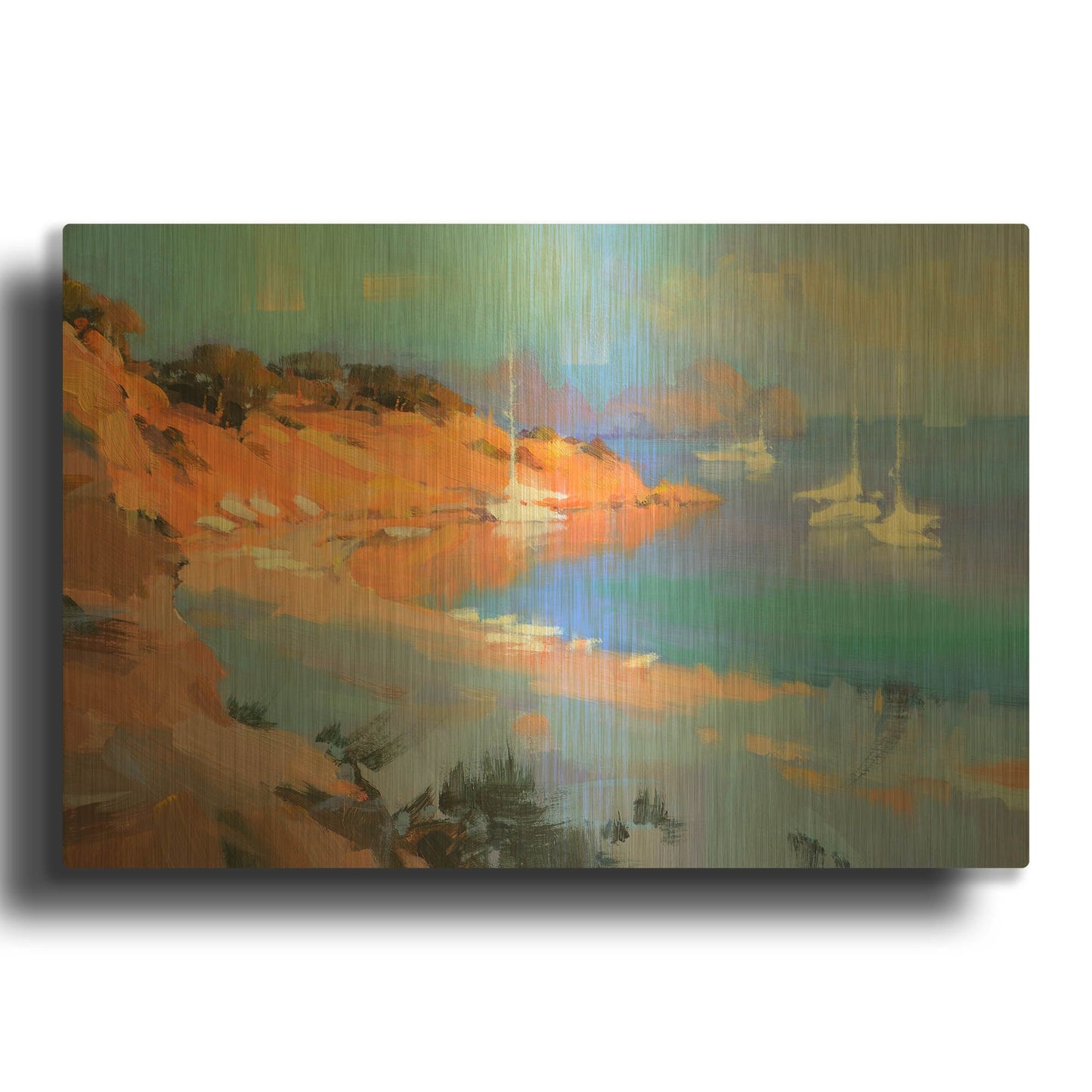 'Evening Boats' By Alex Hook Krioutchkov Gold Metal Wall Art