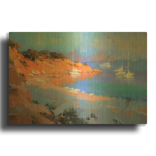 'Evening Boats' By Alex Hook Krioutchkov Gold Metal Wall Art
