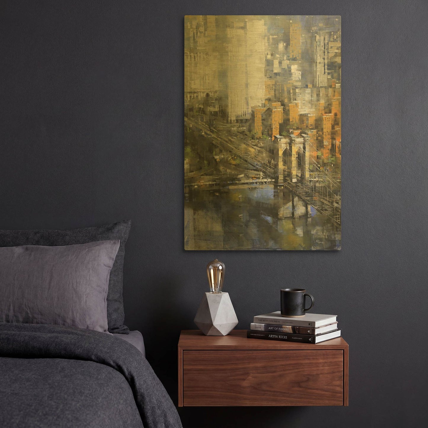 'Brooklyn Bridge 2' By Mark Lague Gold Metal Wall Art