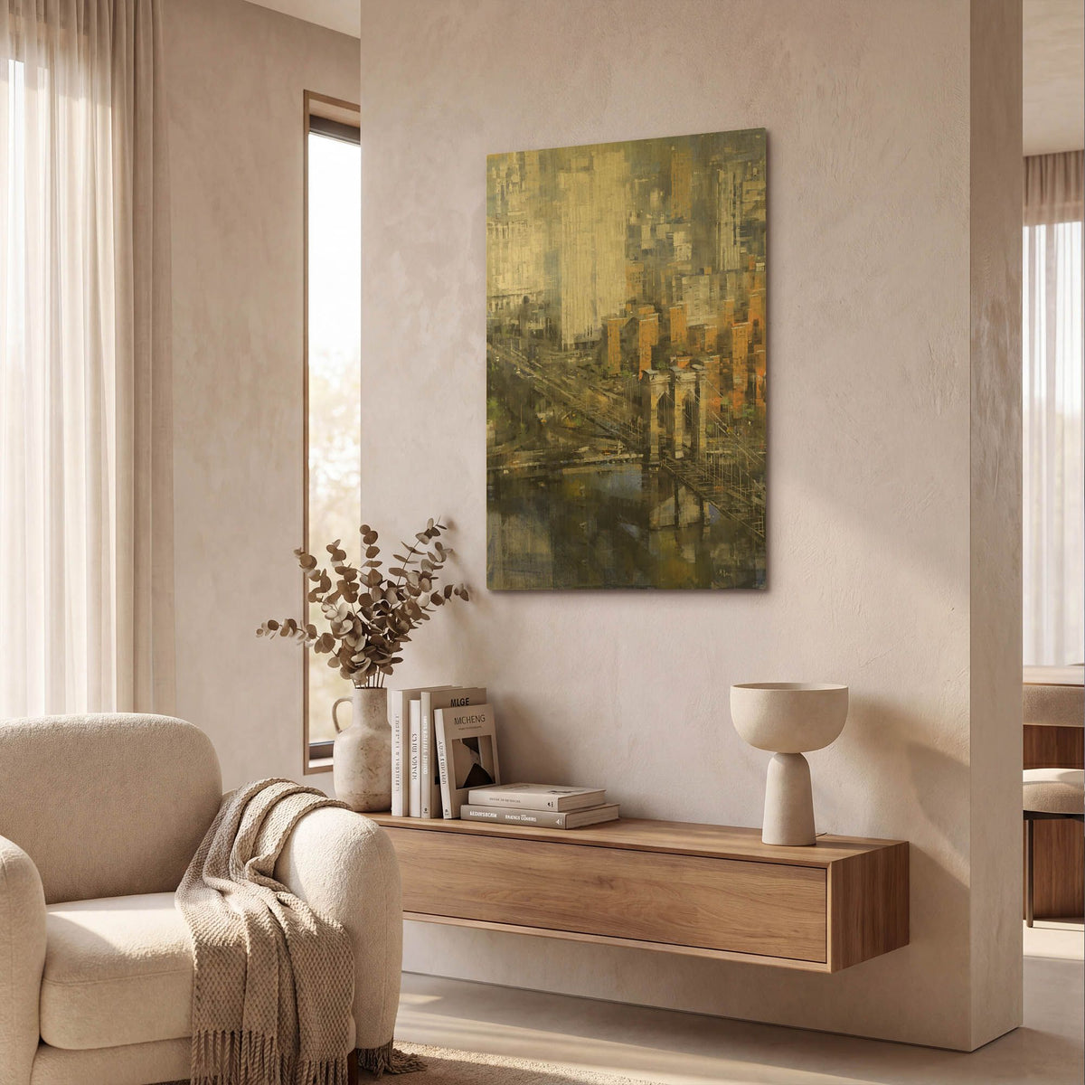 'Brooklyn Bridge 2' By Mark Lague Gold Metal Wall Art