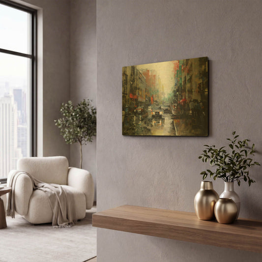 'Montreal Rain' By Mark Lague Gold Metal Wall Art