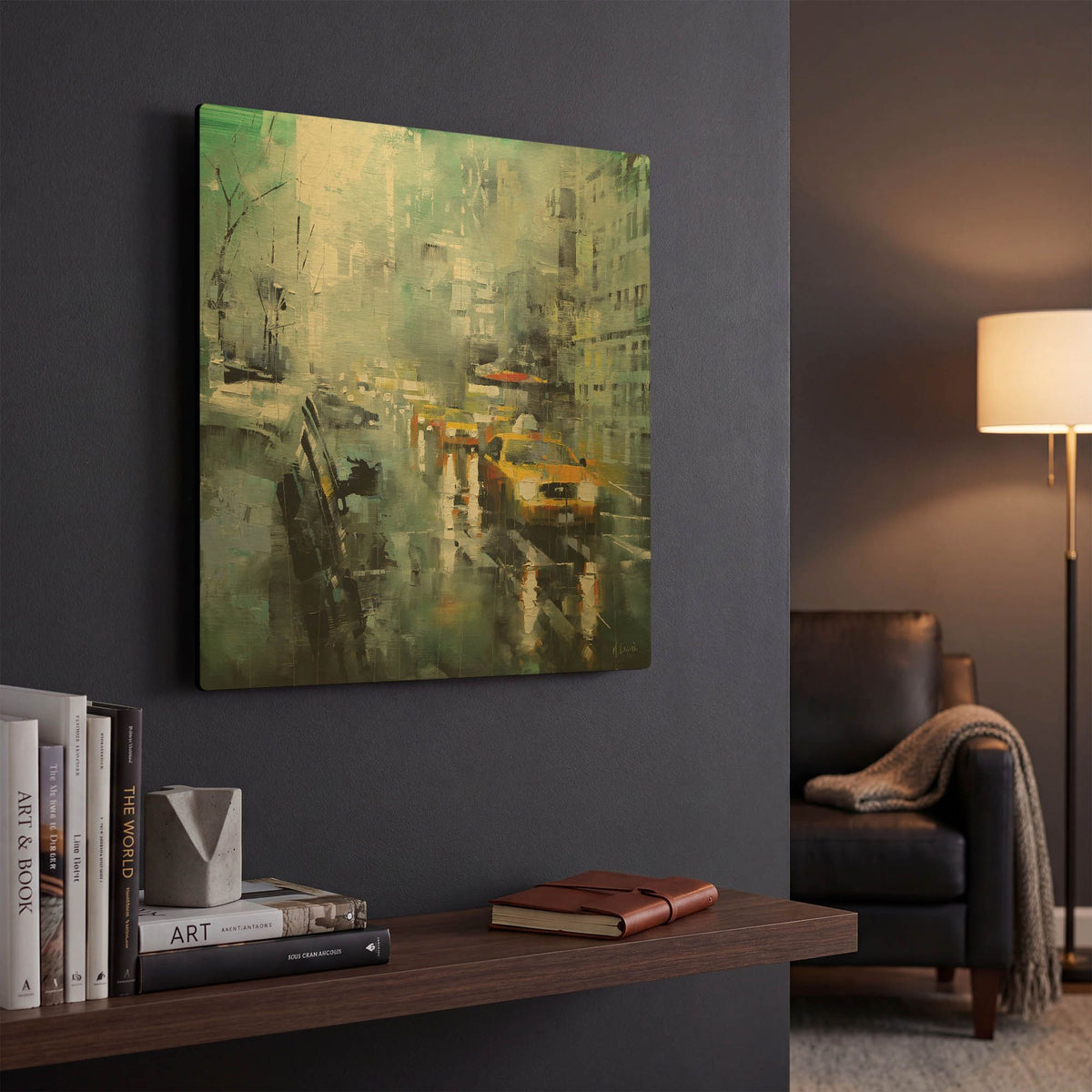 'New York Rain' By Mark Lague Gold Metal Wall Art