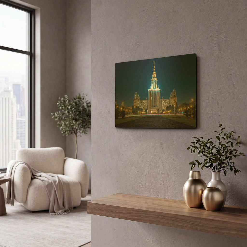 'Moscow - State Univercity' By AKG Gold Metal Wall Art