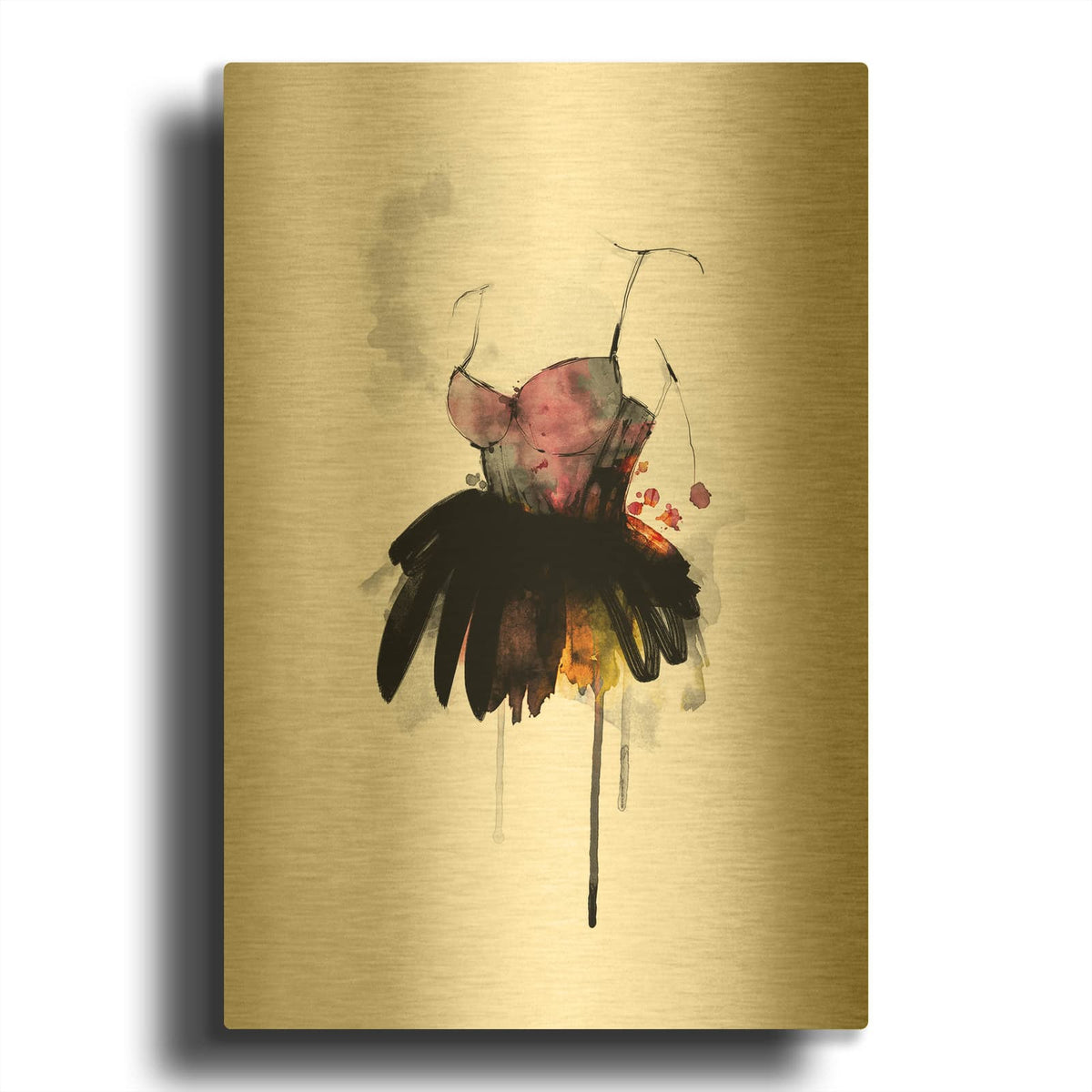 'The Dress' By Lotta Larsdotter Gold Metal Wall Art