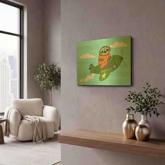 'Airborne Sloth' By Nancy Lee Gold Metal Wall Art