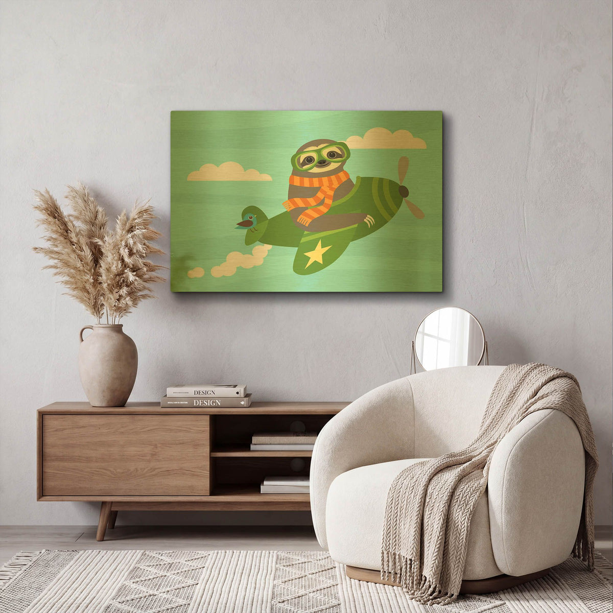 'Airborne Sloth' By Nancy Lee Gold Metal Wall Art