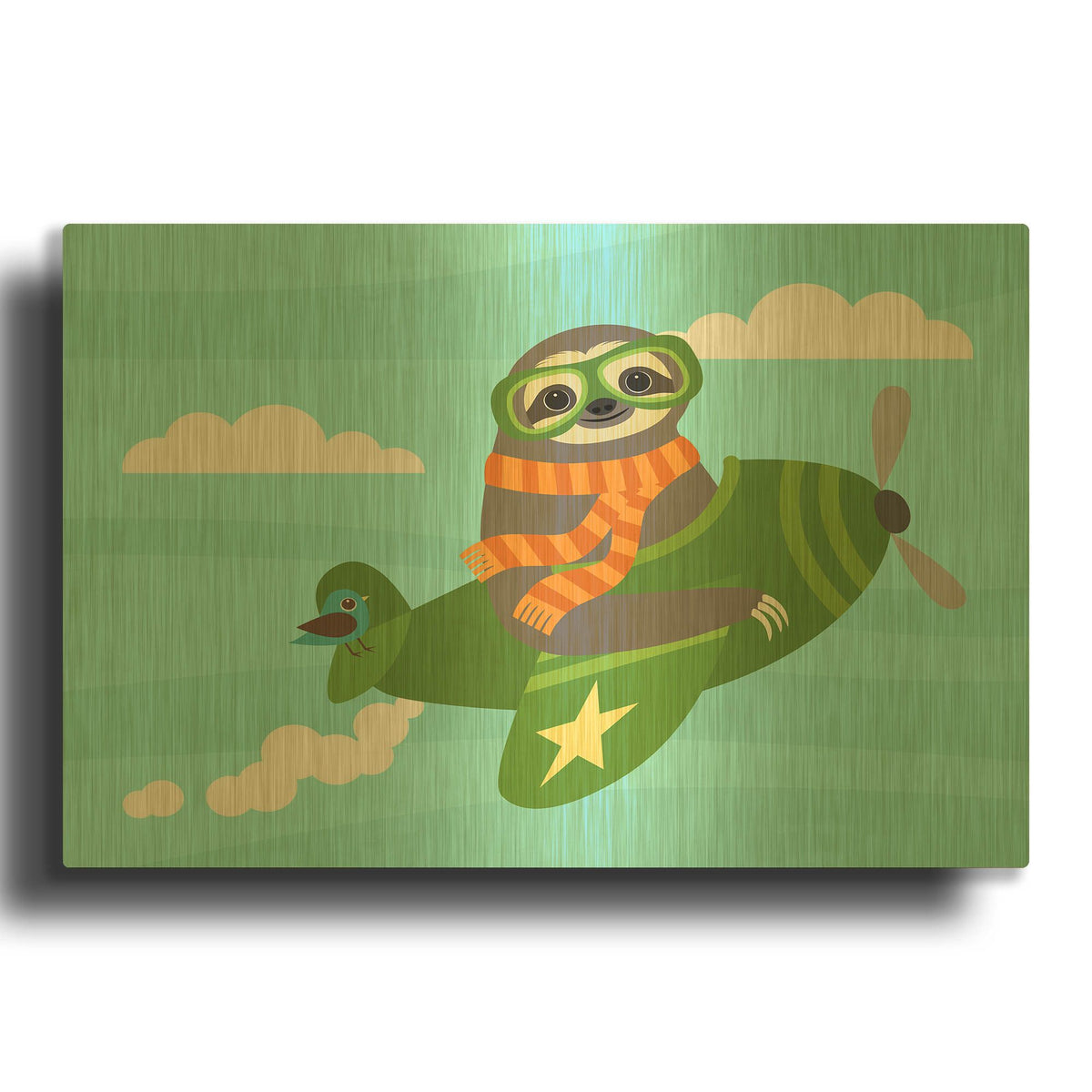 'Airborne Sloth' By Nancy Lee Gold Metal Wall Art