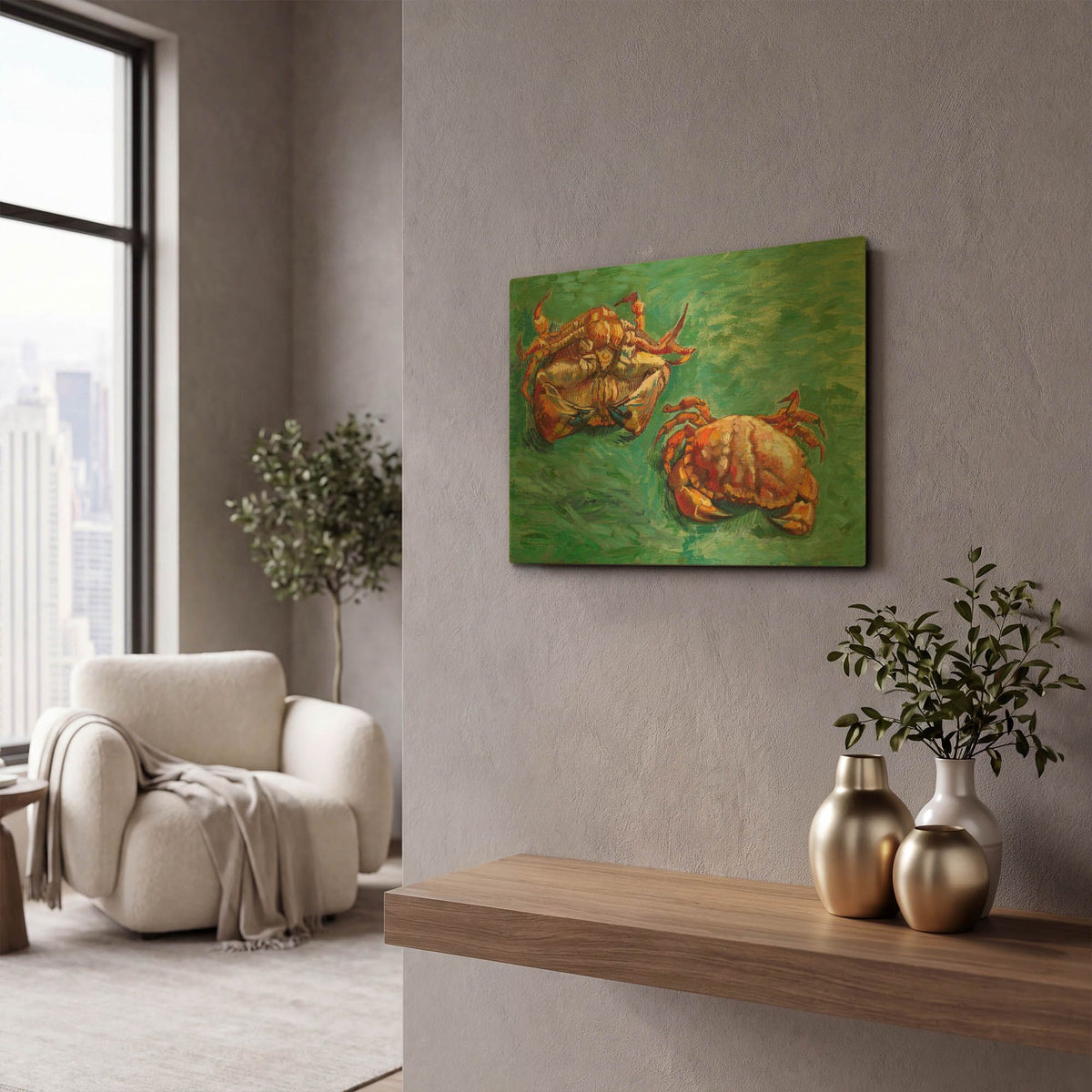 'Two Crabs' By Vincent Van Gogh Gold Metal Wall Art