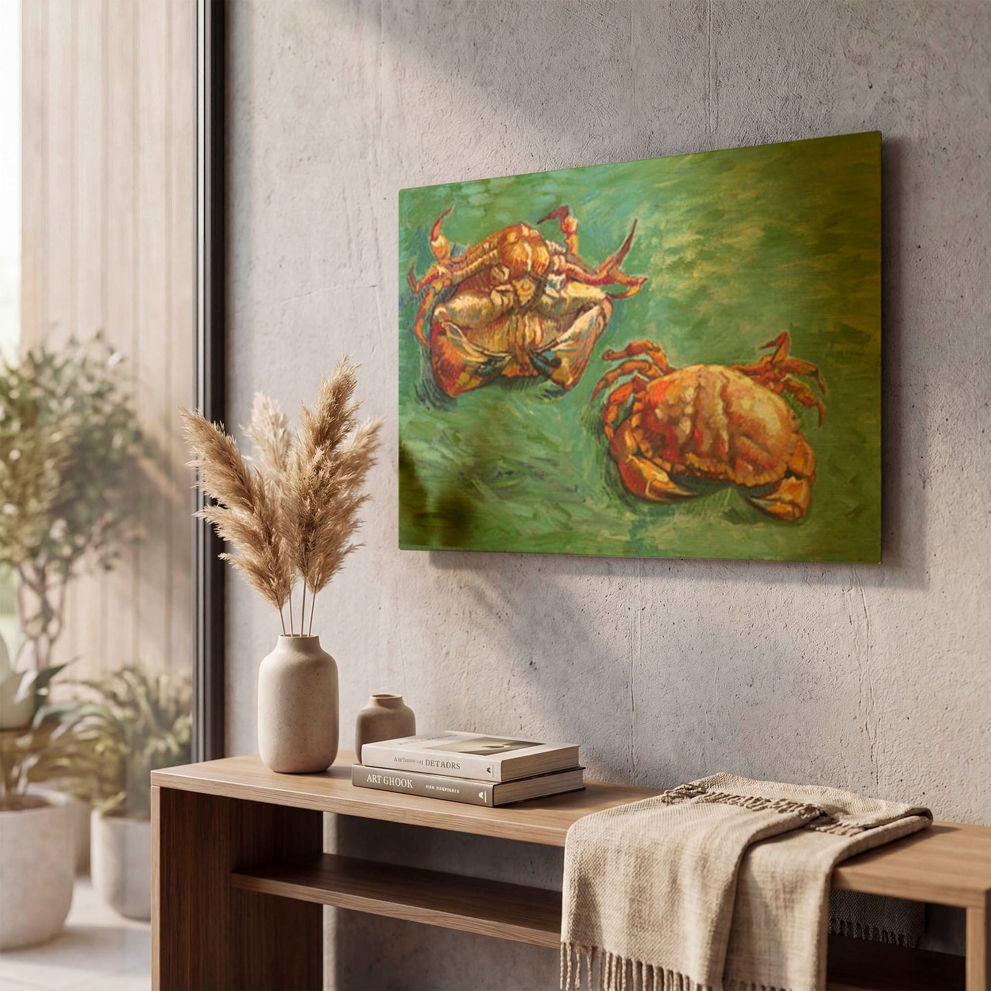 'Two Crabs' By Vincent Van Gogh Gold Metal Wall Art