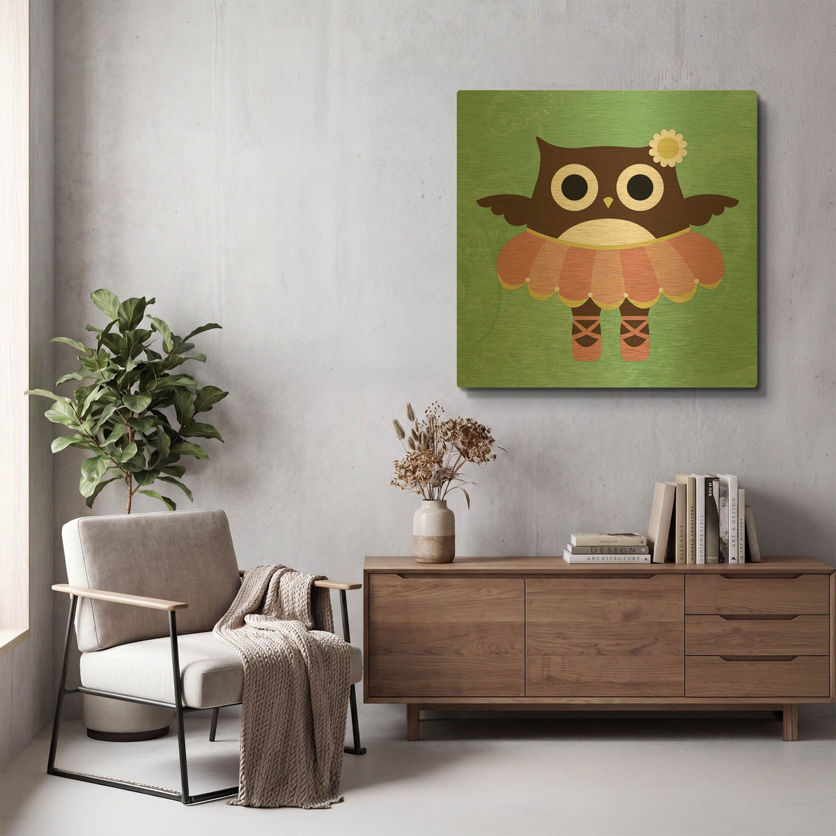 'Ballerina Owl' By Nancy Lee Gold Metal Wall Art
