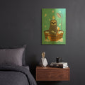 'Bathing Sloth' By Nancy Lee Gold Metal Wall Art