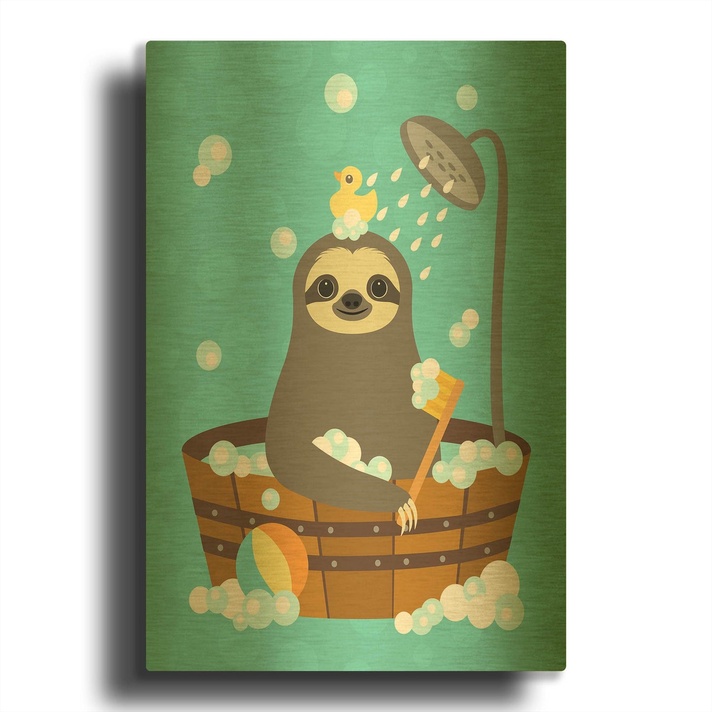 'Bathing Sloth' By Nancy Lee Gold Metal Wall Art