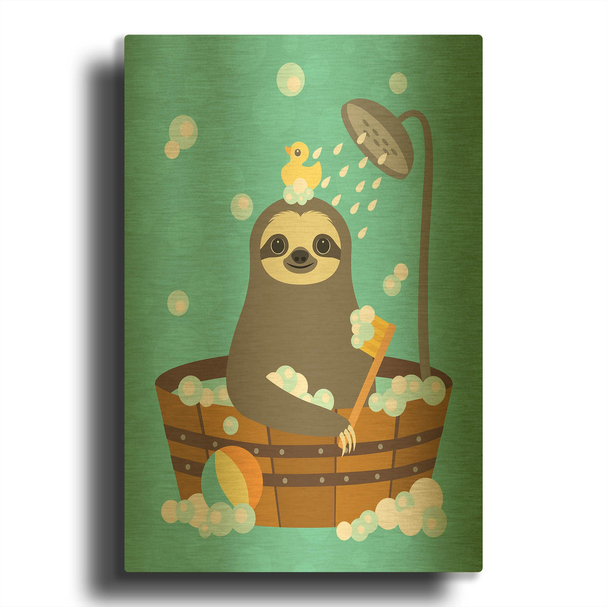 'Bathing Sloth' By Nancy Lee Gold Metal Wall Art