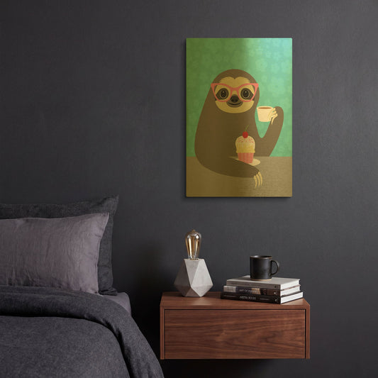 'Diva Sloth' By Nancy Lee Gold Metal Wall Art
