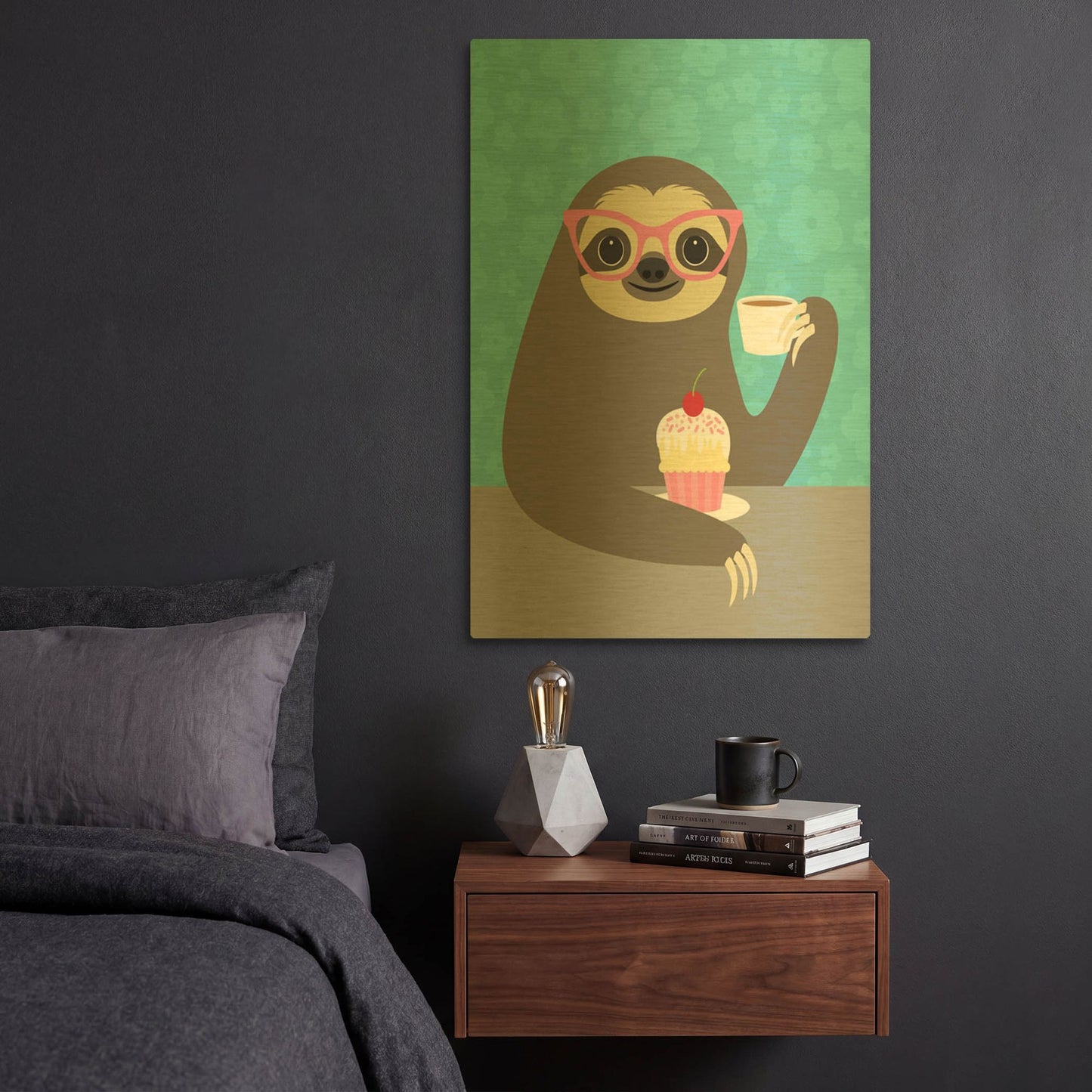 'Diva Sloth' By Nancy Lee Gold Metal Wall Art