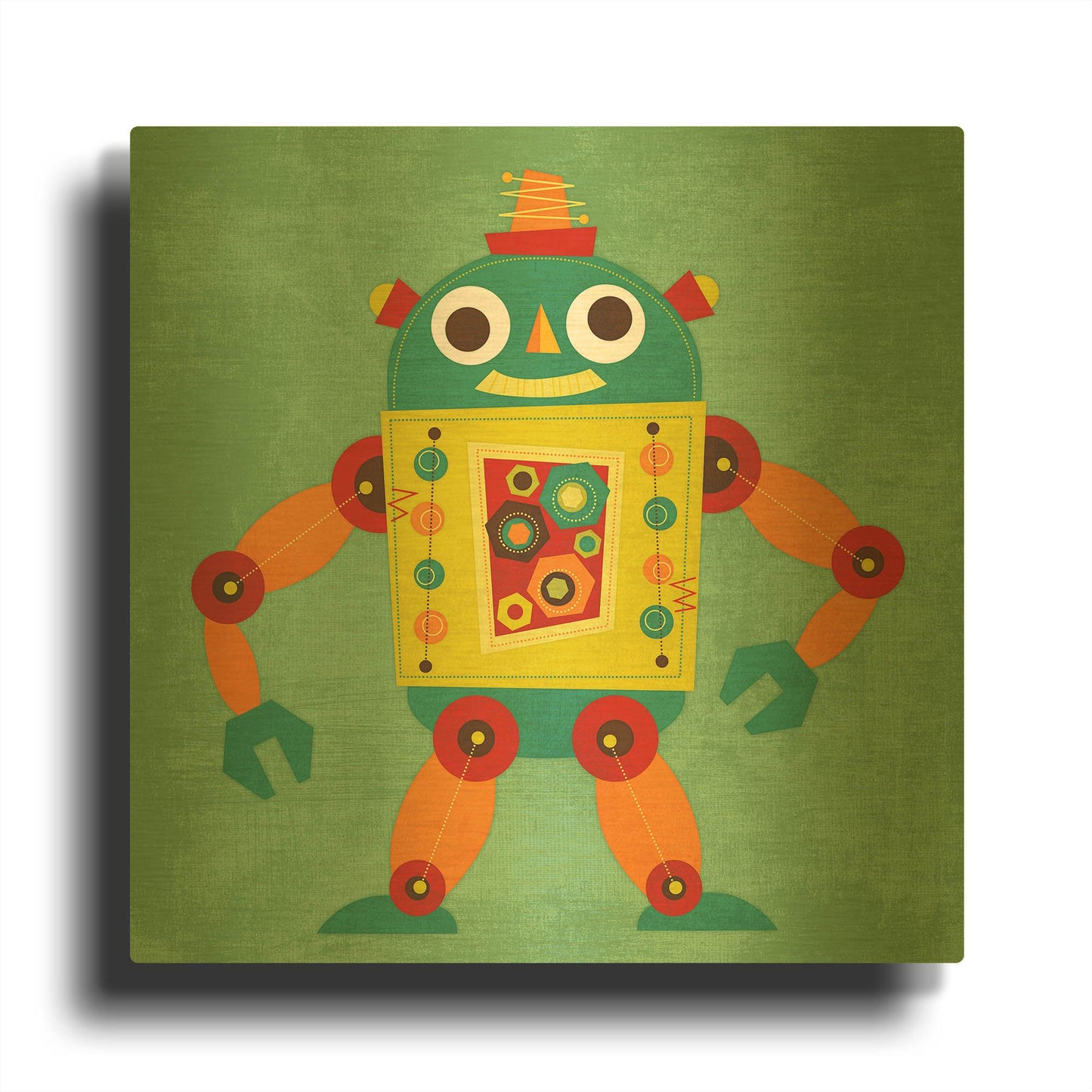 'Robot 1' By Nancy Lee Gold Metal Wall Art