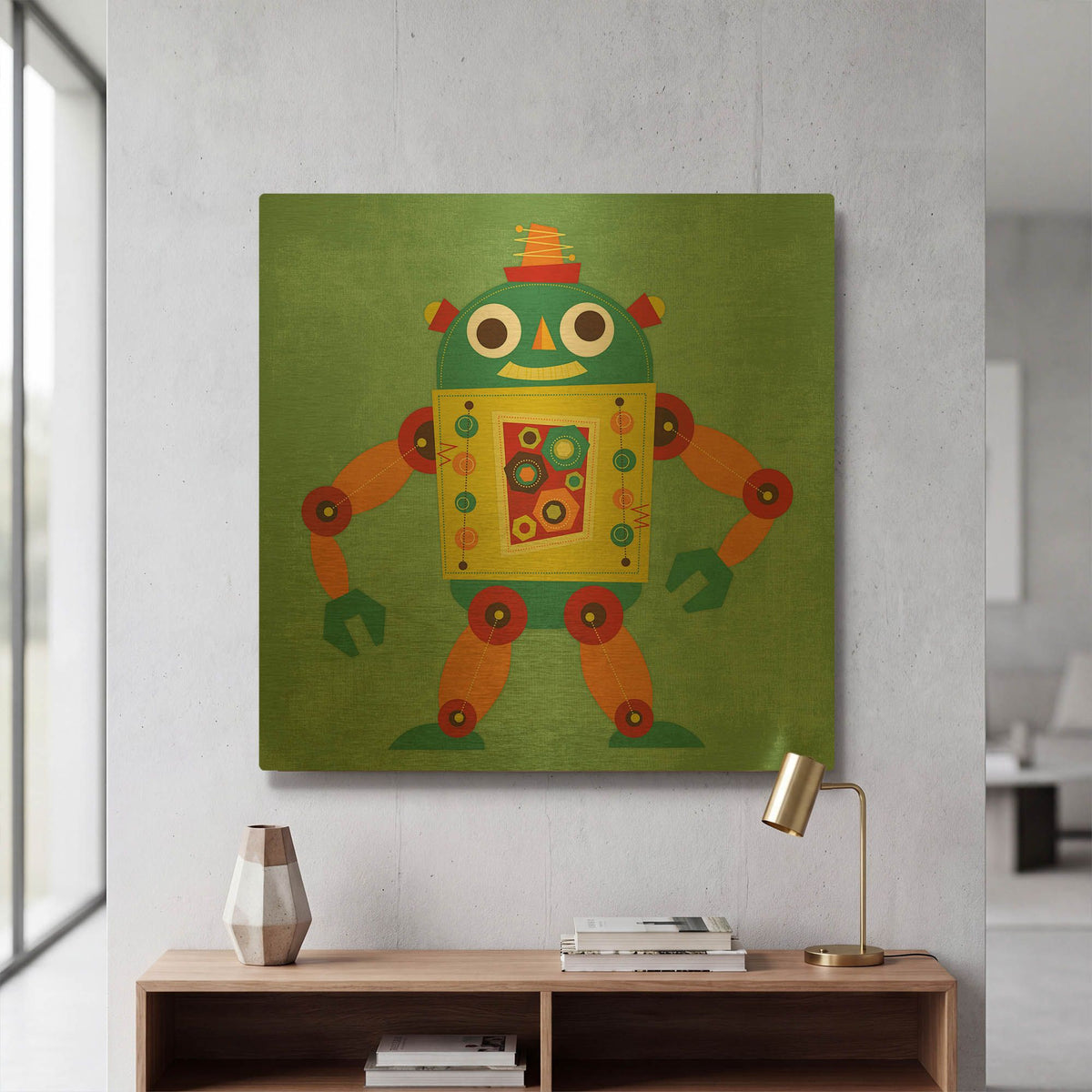'Robot 1' By Nancy Lee Gold Metal Wall Art