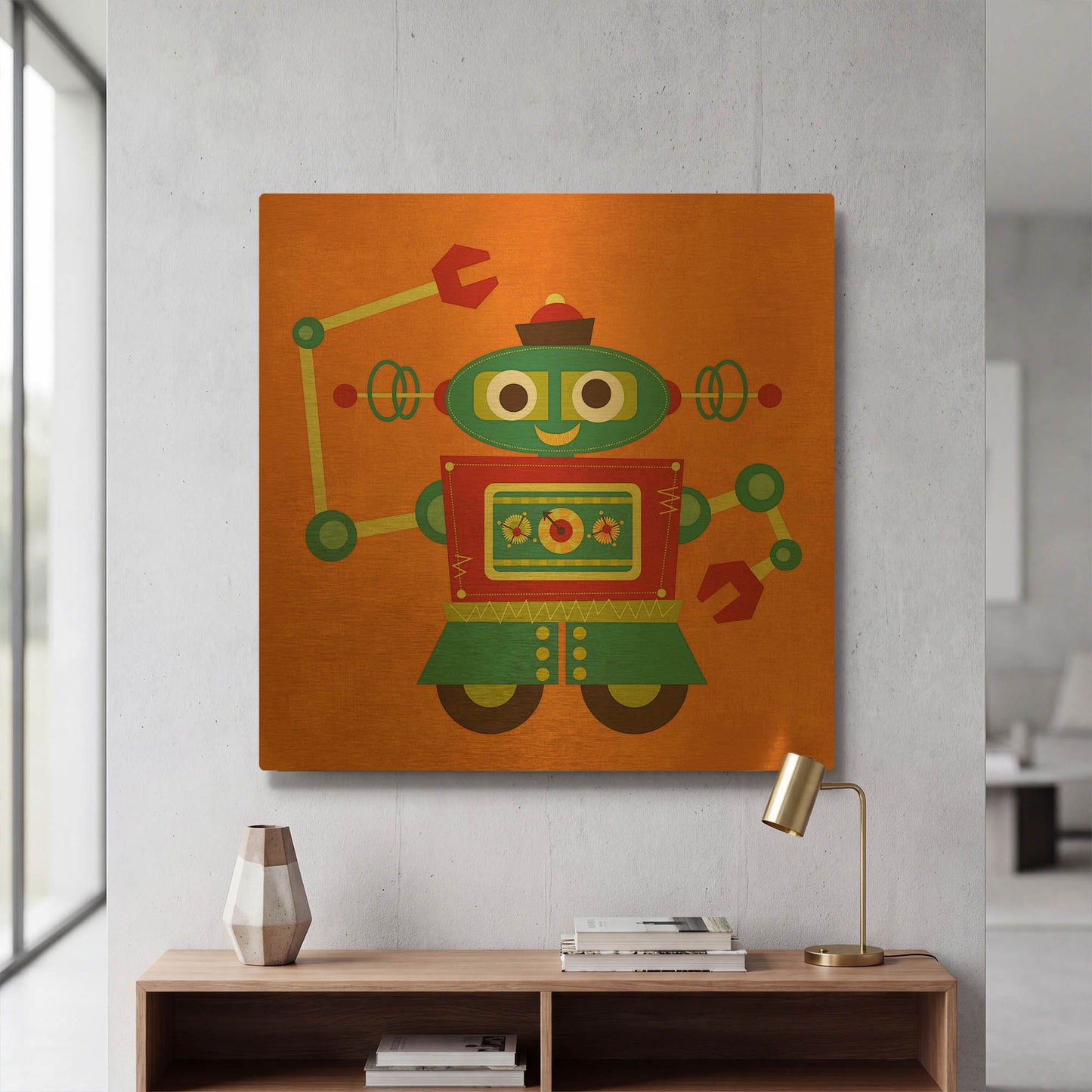 'Robot 2' By Nancy Lee Gold Metal Wall Art