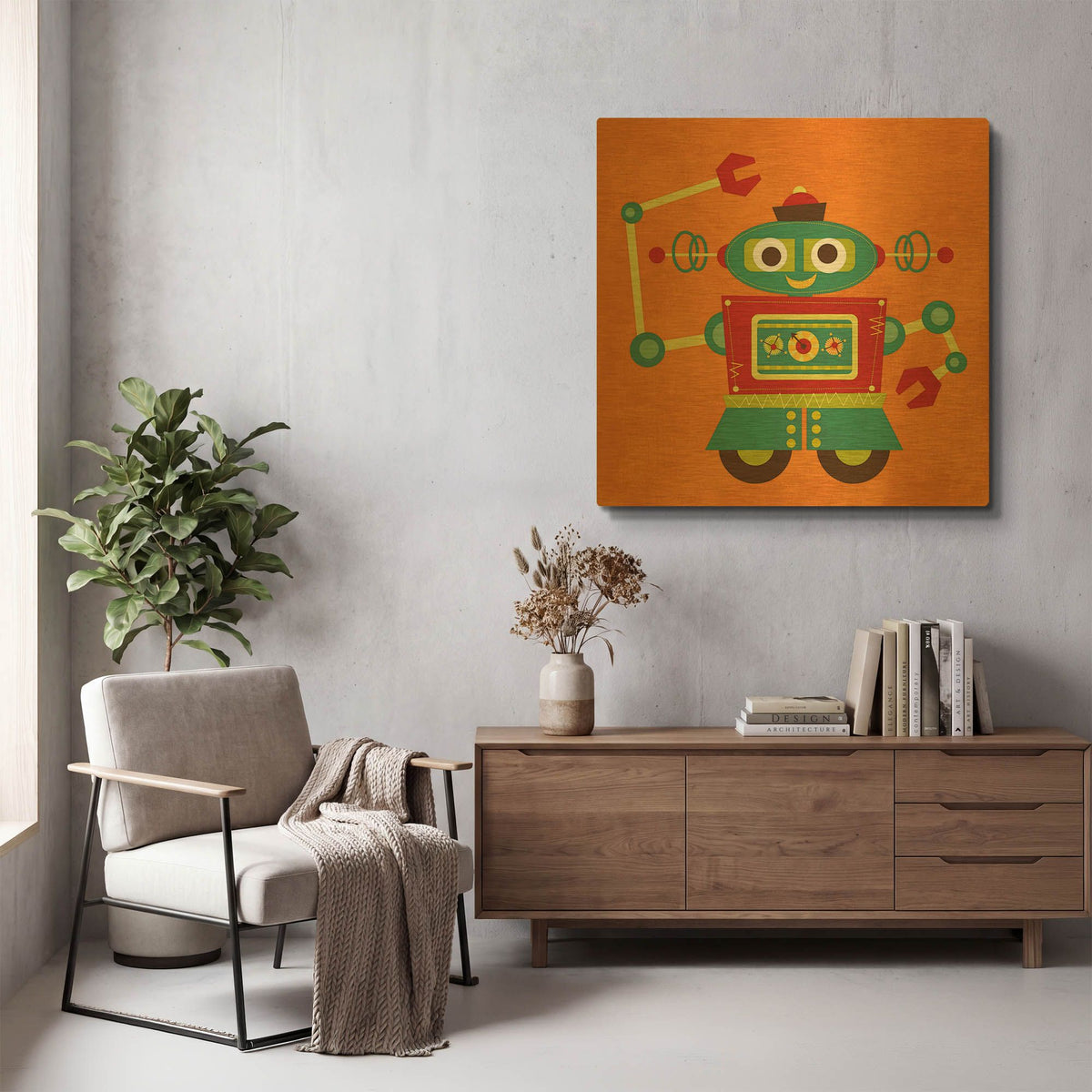 'Robot 2' By Nancy Lee Gold Metal Wall Art