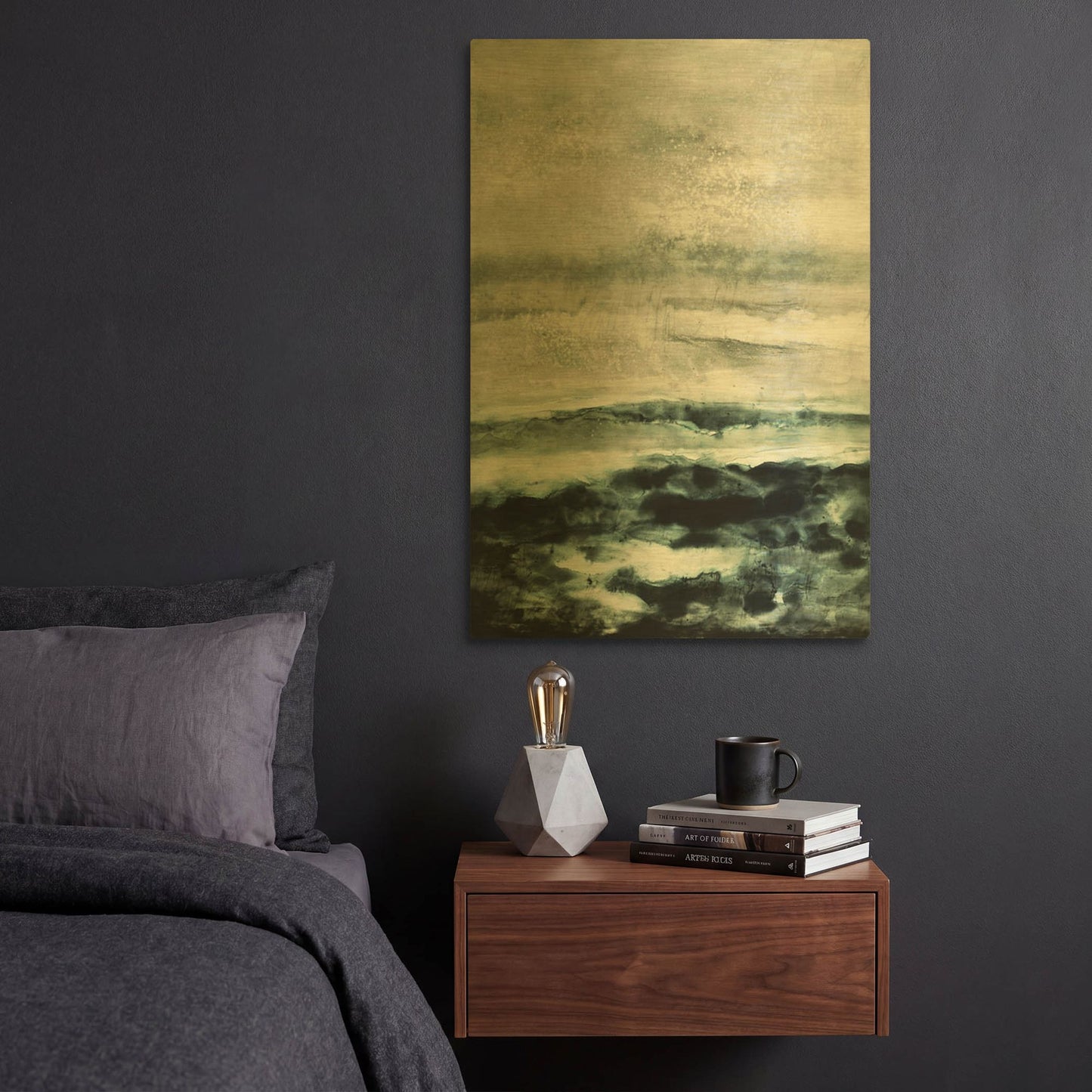 'Abstract Waterscape' By Iris Lehnhardt Gold Metal Wall Art