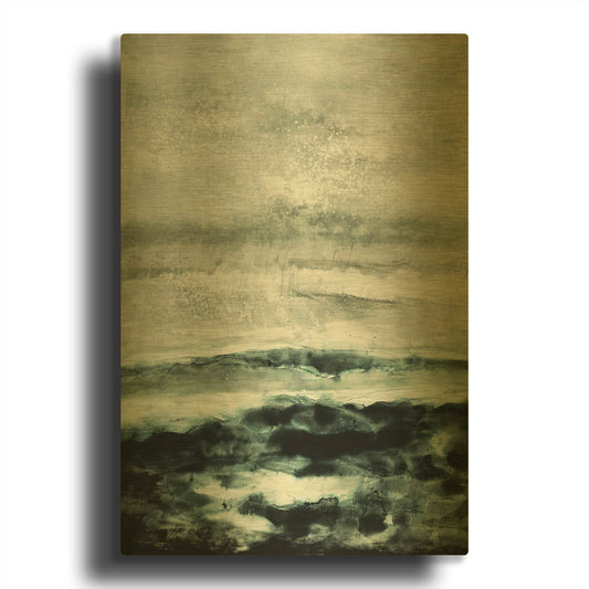 'Abstract Waterscape' By Iris Lehnhardt Gold Metal Wall Art