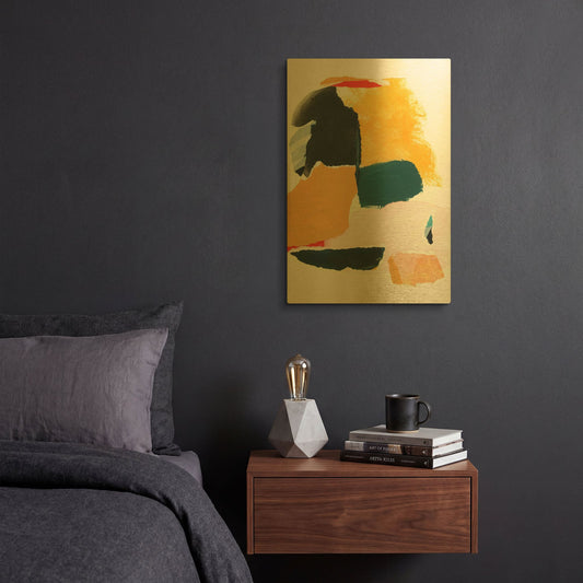 'Collage Studies 18-02' By Iris Lehnhardt Gold Metal Wall Art