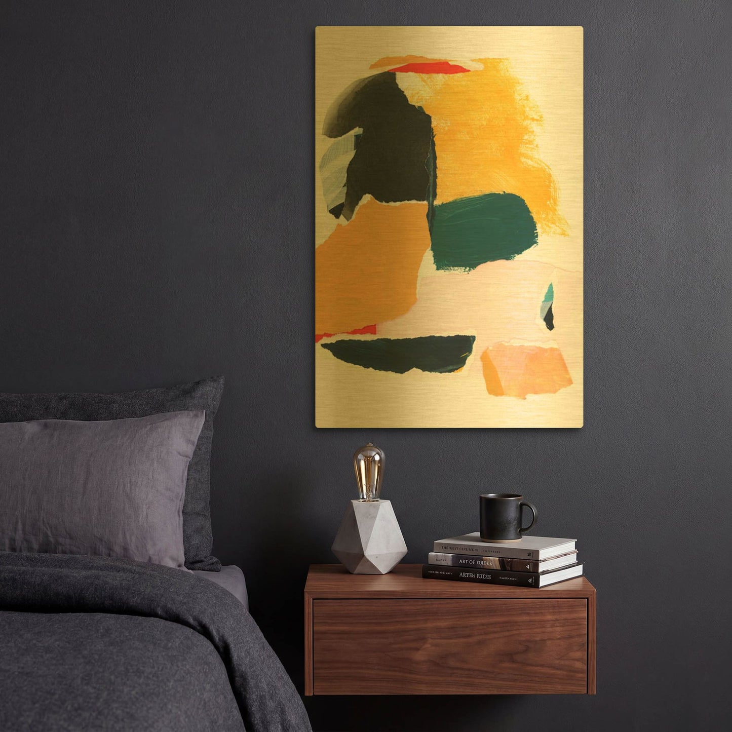 'Collage Studies 18-02' By Iris Lehnhardt Gold Metal Wall Art