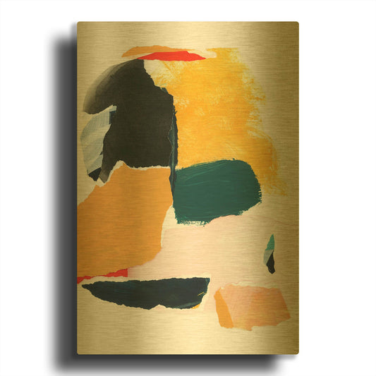 'Collage Studies 18-02' By Iris Lehnhardt Gold Metal Wall Art
