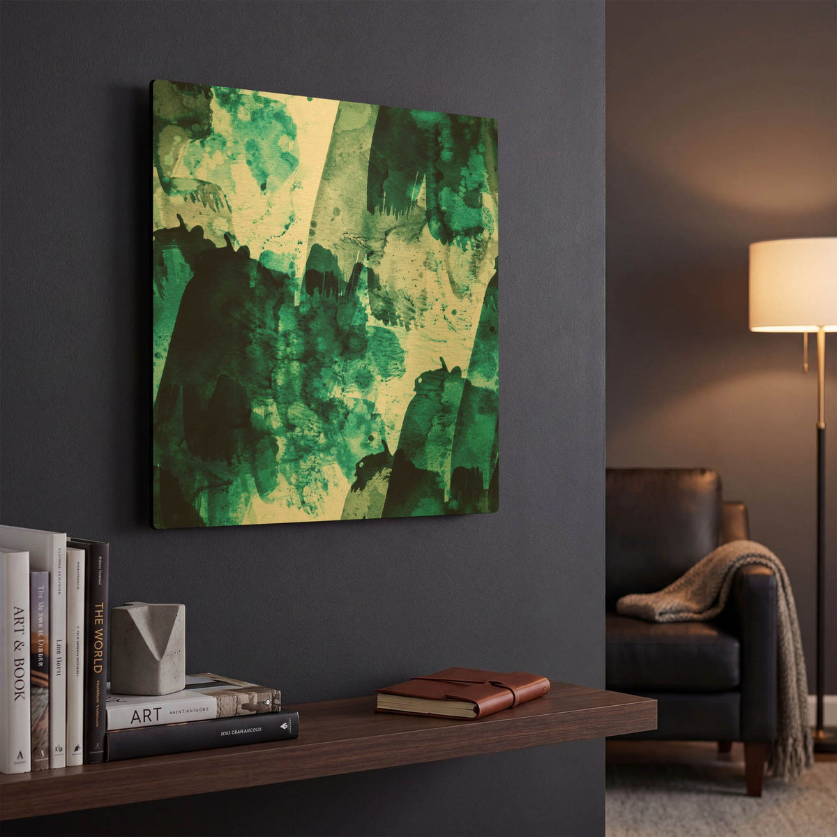 'Emerald and Moss Green' By Iris Lehnhardt Gold Metal Wall Art