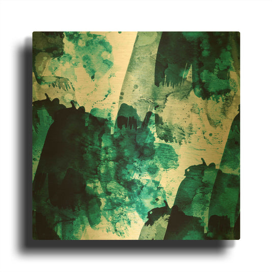 'Emerald and Moss Green' By Iris Lehnhardt Gold Metal Wall Art