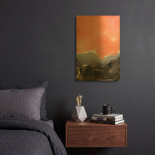 'Orange Blue Graphite' By Iris Lehnhardt Gold Metal Wall Art