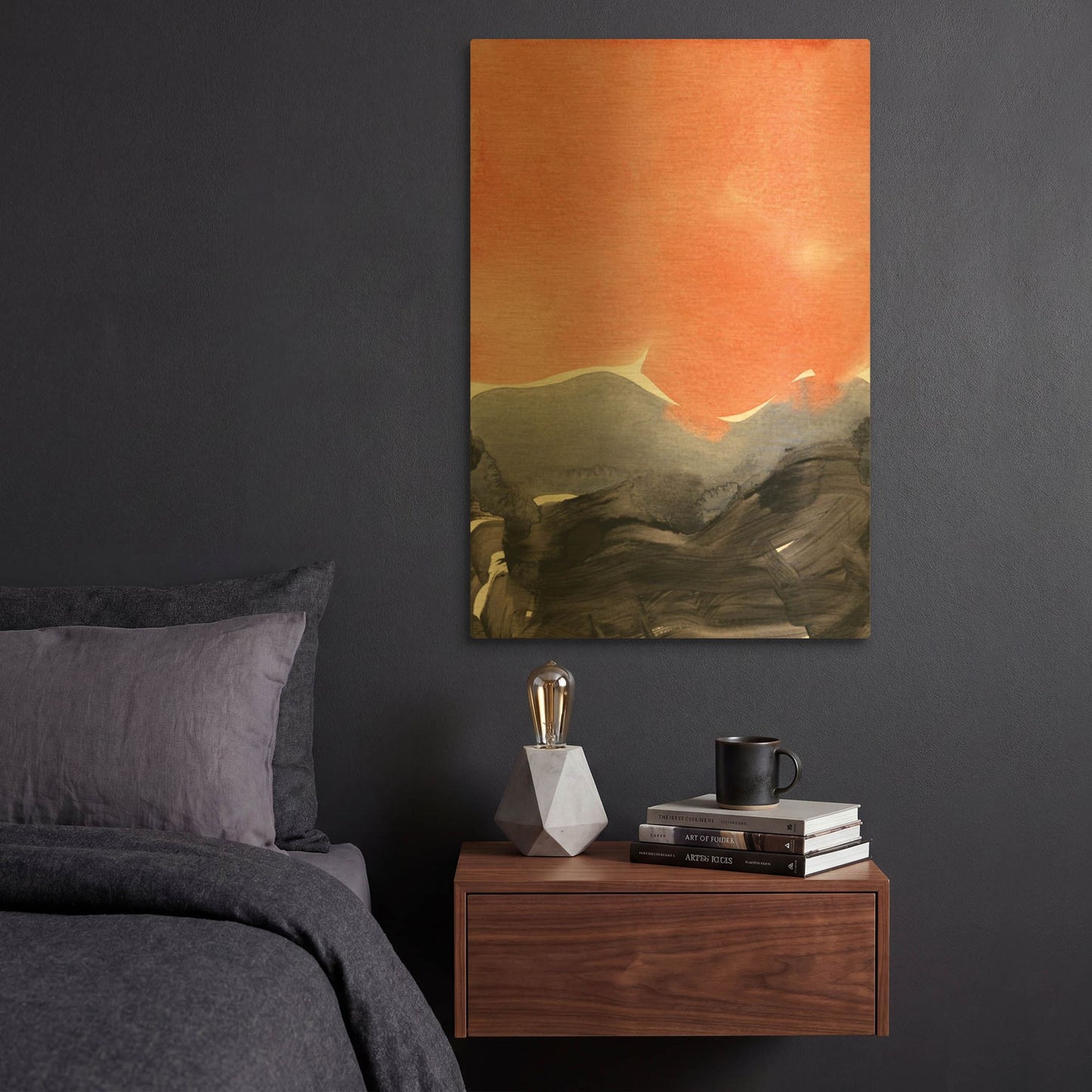 'Orange Blue Graphite' By Iris Lehnhardt Gold Metal Wall Art