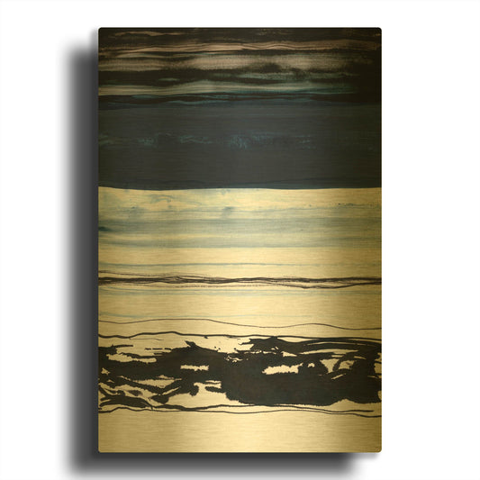 'Strata 2' By Iris Lehnhardt Gold Metal Wall Art