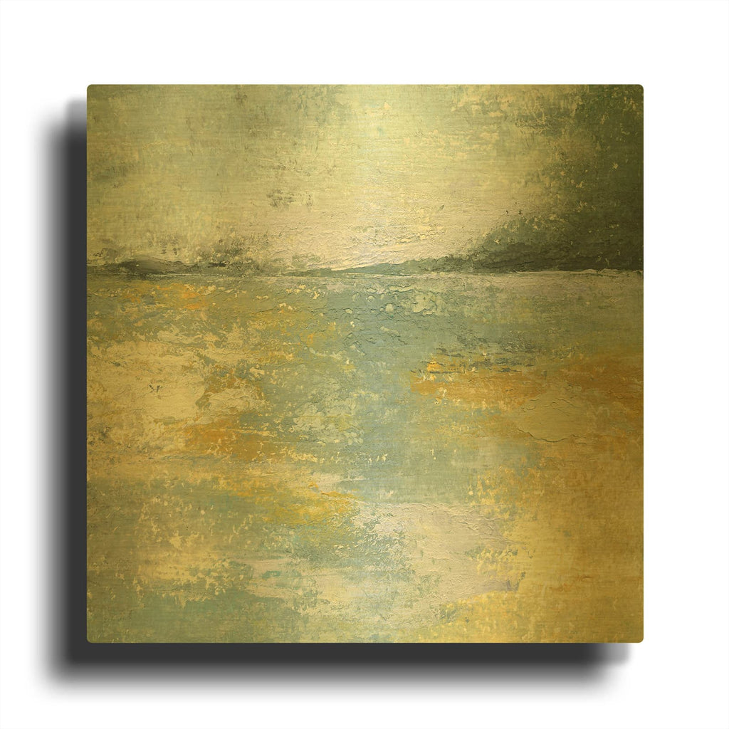 'Subtle Shores Morning Memories' By Lisa Mann Fine Art Gold Metal Wall Art