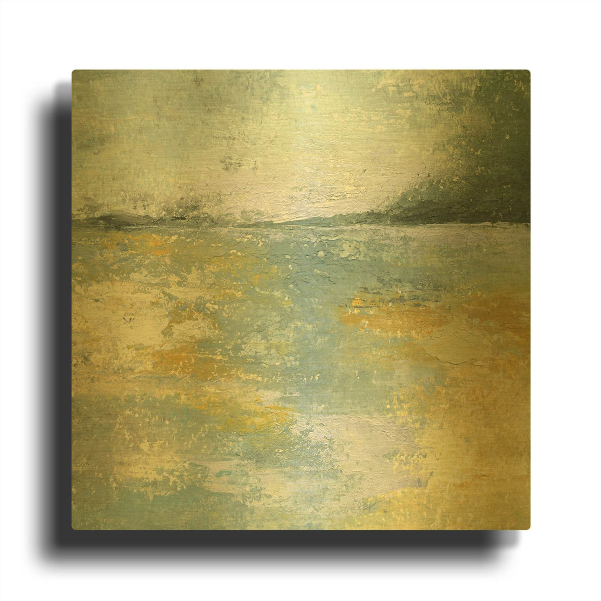 'Subtle Shores Morning Memories' By Lisa Mann Fine Art Gold Metal Wall Art