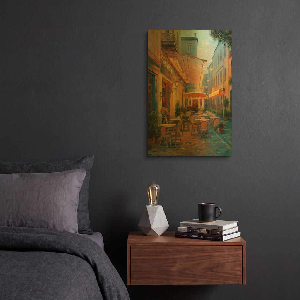 'Café Van Gogh 2008 Arles France' By Haixia Liu Gold Metal Wall Art