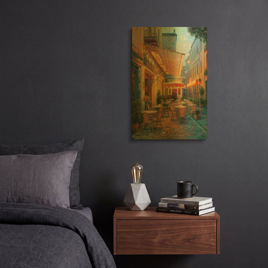 'Café Van Gogh 2008 Arles France' By Haixia Liu Gold Metal Wall Art