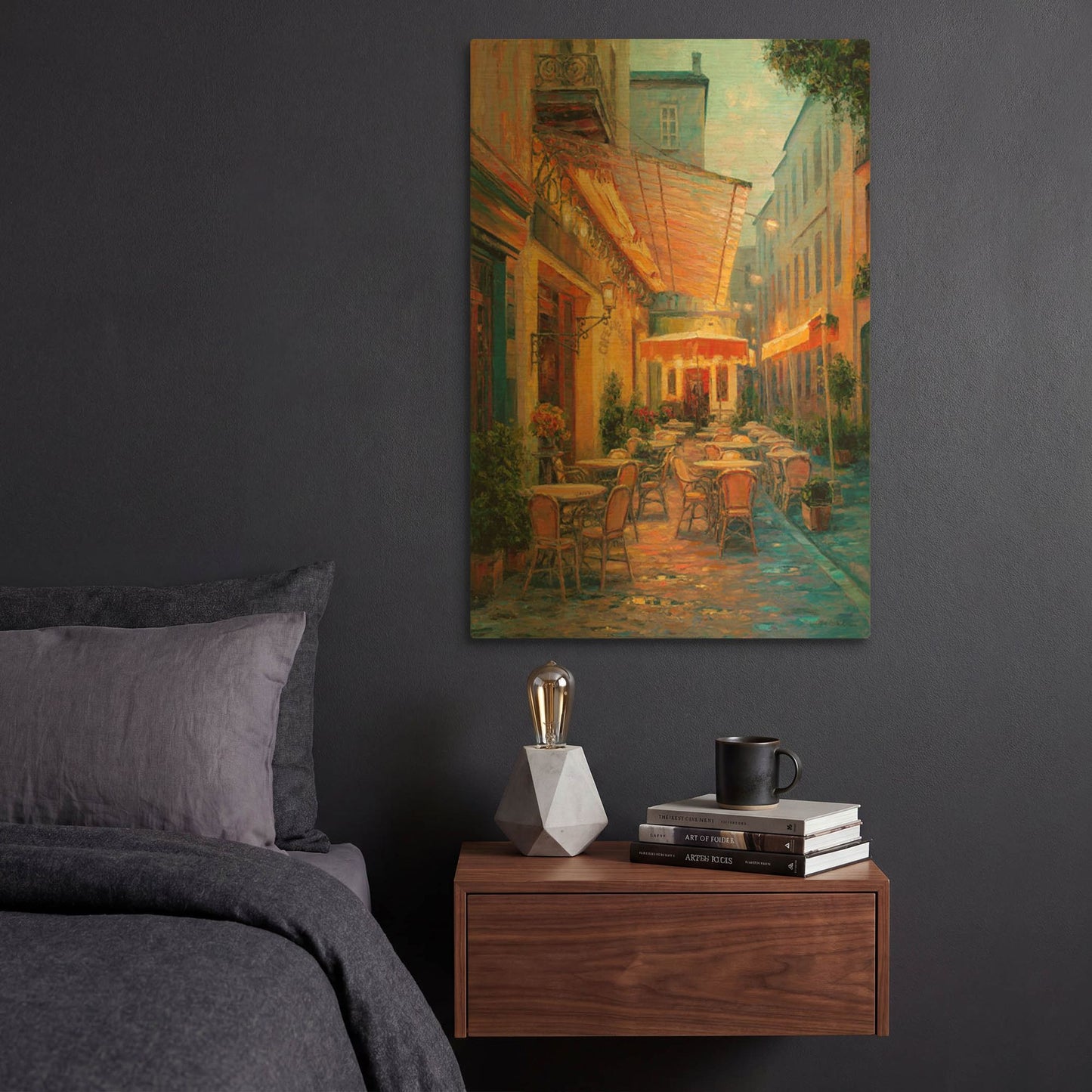'Café Van Gogh 2008 Arles France' By Haixia Liu Gold Metal Wall Art